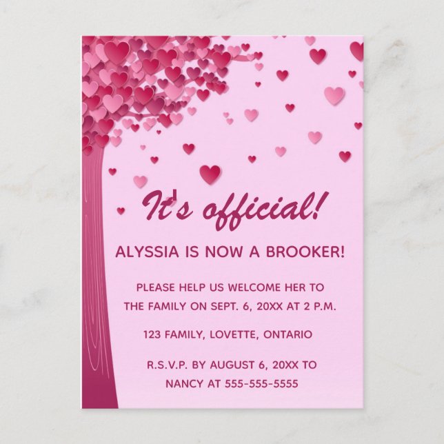 Postal De Invitación Celebración editable de adopción de árbol del cora (Anverso)