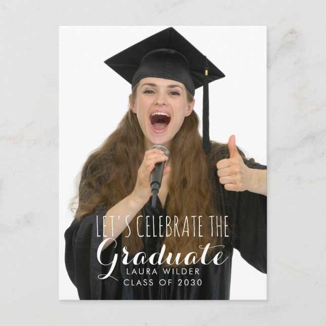Postal De Invitación Celebrar la fiesta de graduación de fotos (Anverso)