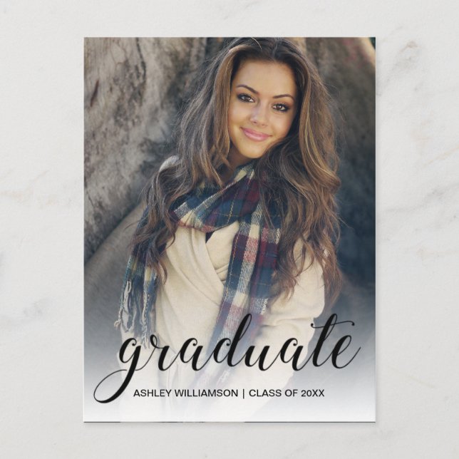 Postal De Invitación Celebrar la fiesta de graduación de Ombre Blanco (Anverso)