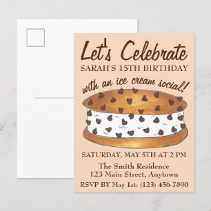 Postal De Invitación Celebremos Cumpleaños Social de Helado Chipwich