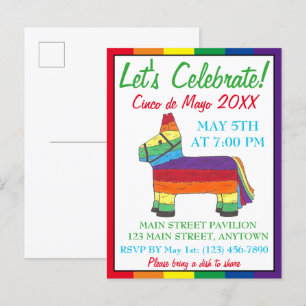 Postal De Invitación Celebremos el Cinco de Mayo Fiesta Taco Piñata