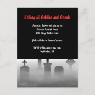 Postal De Invitación Cementerio de niebla de cementerio gótico Hallowee