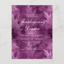 Postal De Invitación Cena de Acción de Gracias de Hojas de Otoño Modern