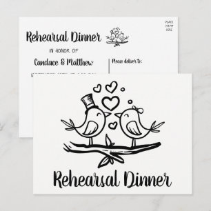 Postal De Invitación Cena de Boda blanco negro lindo