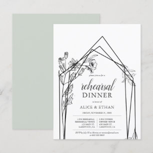 Postal De Invitación Cena de ensayo geométrico de flores de boho de pre