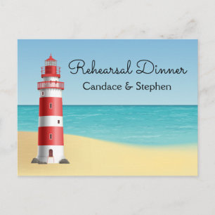 Postal De Invitación Cena de Ensayo Náutico en el Faro de la Playa Boda