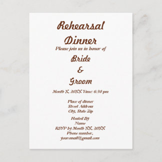 Postal De Invitación Cena de ensayo personalizada de novias y novias