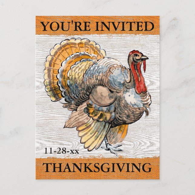 Postal De Invitación Cena de Thanksgivingj en Turquía (Anverso)