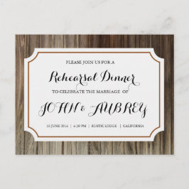 Postal De Invitación Cena ensayada para una boda rústica