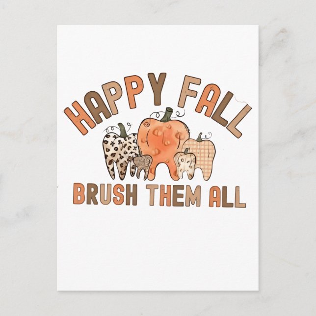 Postal De Invitación Cepillo de otoño feliz todos los dientes dental (Anverso)