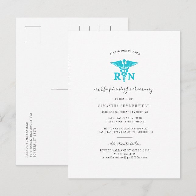 Postal De Invitación Ceremonia de posgrado de posgrado de 2022 (Anverso / Reverso)