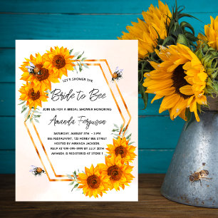 Postal De Invitación Cerveza girasol de ducha de novia geométrica