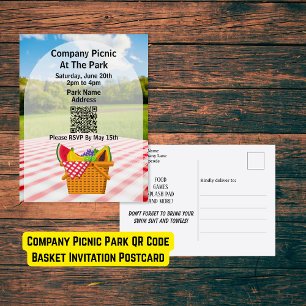 Postal De Invitación Cesta de códigos QR de Picnic Park