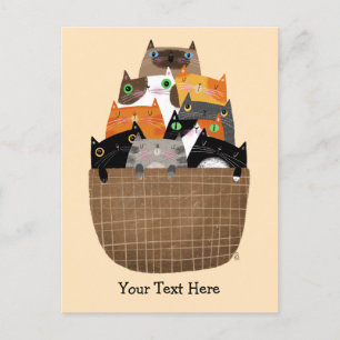 Postal De Invitación Cesta de gatitos