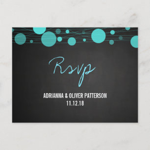 Postal De Invitación Chalkboard Blue Lanterns Rustic Wedtic Wedding RSV