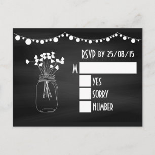 Postal De Invitación Chalkboard de moda Mason Jar Wedding RSVP
