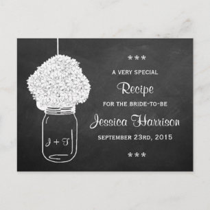 Postal De Invitación Chalkboard Hydrangea Mason Jar Bridal Recipe Tarje