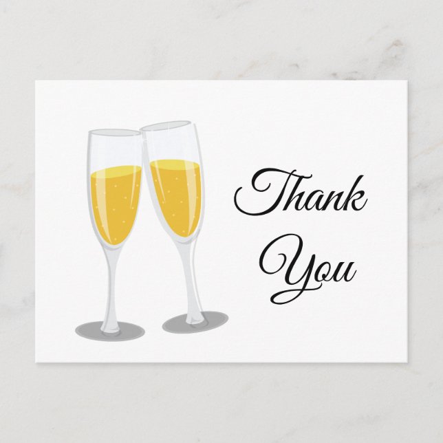 Postal De Invitación Champán Brunch y Bubbly animadores gracias (Anverso)