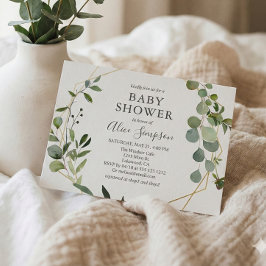 Postal De Invitación Chaparral Eucalipto Elegante Baby Shower Botánico