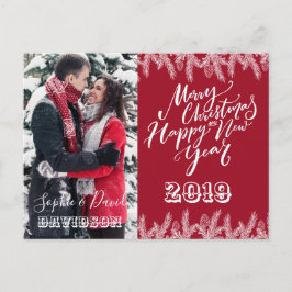 Postal De Invitación Charm Merry Christmas Happy New Year Pine Photo