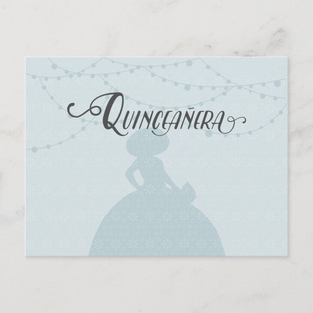 Postal De Invitación Charro Silhouette Quinceanera con aroma azul y ace (Anverso)