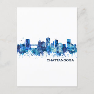 Postal De Invitación Chattanooga Tennessee Skyline Blue
