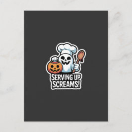 Postal De Invitación Chef Boo – Spooky Cute Halloween Ghost Spoon