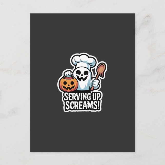Postal De Invitación Chef Boo – Spooky Cute Halloween Ghost Spoon (Anverso)