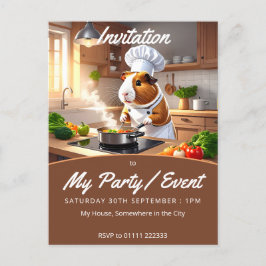 Postal De Invitación Chef de cerdo de Guinea