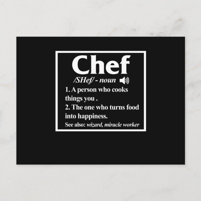 Postal De Invitación Chef Definition Cook Cooking Kitcher Food Maker (Anverso)