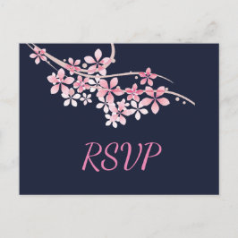 Postal De Invitación Cherry Blossom Pink Naval RSVP