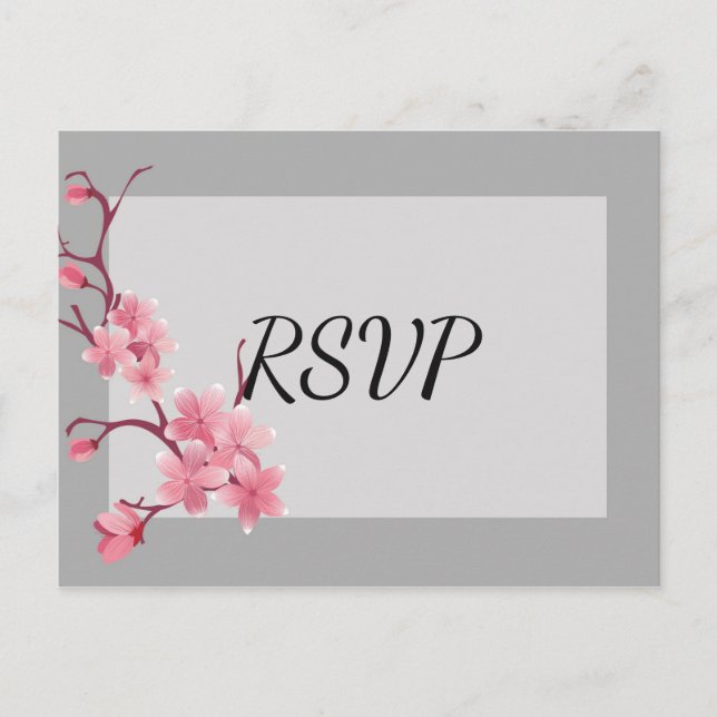 Postal De Invitación Cherry Blossom RSVP (Anverso)