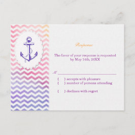 Postal De Invitación Chevron arcoiris Boda Náutica RSVP