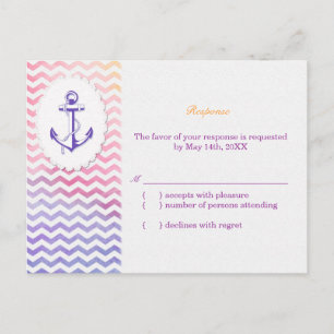 Postal De Invitación Chevron arcoiris Boda Náutica RSVP