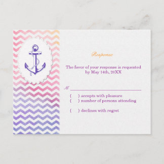 Postal De Invitación Chevron arcoiris Boda Náutica RSVP