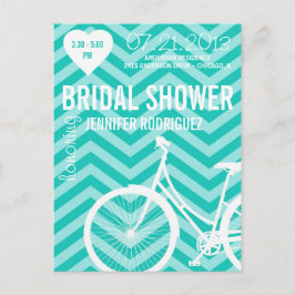 Postal De Invitación Chevron Bicycle Bridal Weddal Shower Postcard