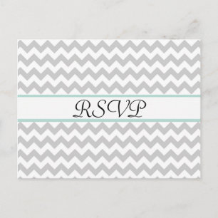 Postal De Invitación Chevron Gris Chevron Custom Wedding RSVP Post Card