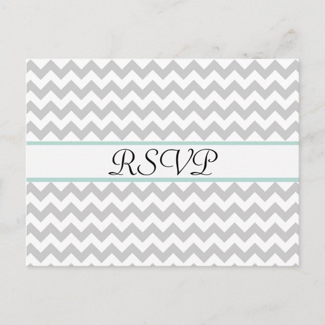 Postal De Invitación Chevron Gris Chevron Custom Wedding RSVP Post Card (Anverso)