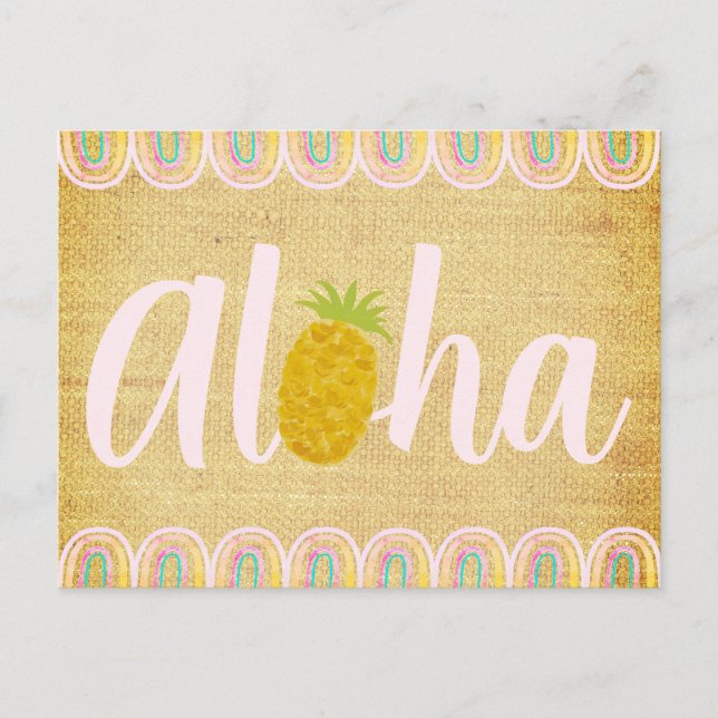 Postal De Invitación  Chic Aloha Pineapple (Anverso)