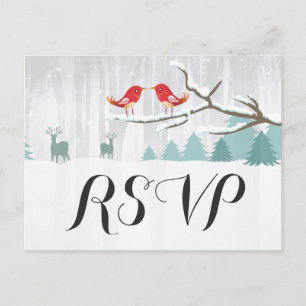 Postal De Invitación Chic Nieve País de las Maravillas Pájaro Ciervo In