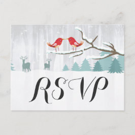 Postal De Invitación Chic Nieve País de las Maravillas Pájaro Ciervo In