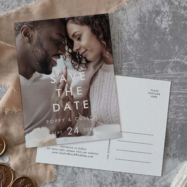 Postal De Invitación Chic Typography Photo Template Save the Date (Subido por el creador)