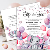 Chica Baby Elephant Globos Rosa SIP Y VER