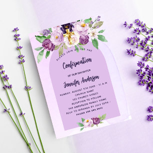 Postal De Invitación Chica cruzado de flores violeta violeta de confirm