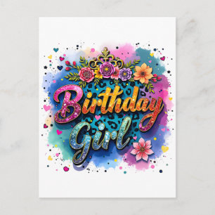Postal De Invitación Chica Cumpleaños Leopardo Floral