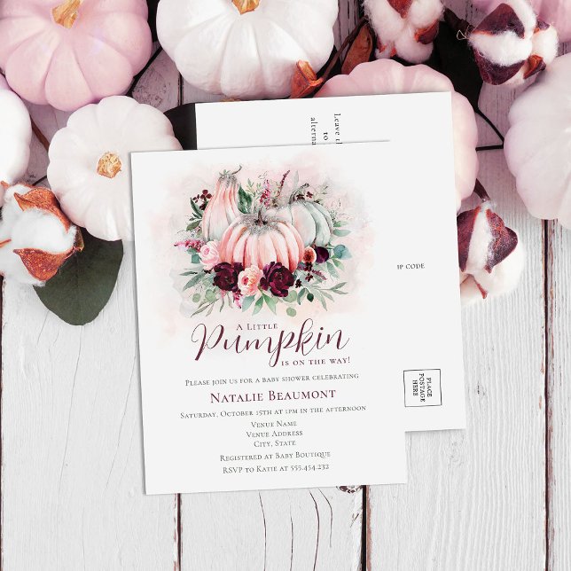 Postal De Invitación Chica de calabaza Baby Shower (Subido por el creador)