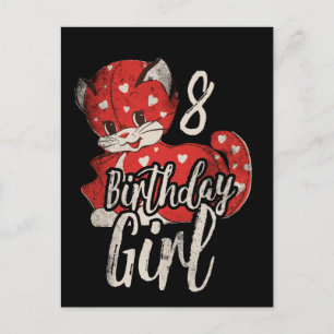 Postal De Invitación Chica de cumpleaños 8. Fiesta de cumpleaños