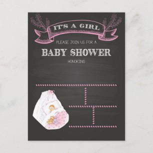 Postal De Invitación Chica de ducha para bebés