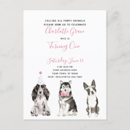 Postal De Invitación Chica de guiones rosados y negros Primer Fiesta de