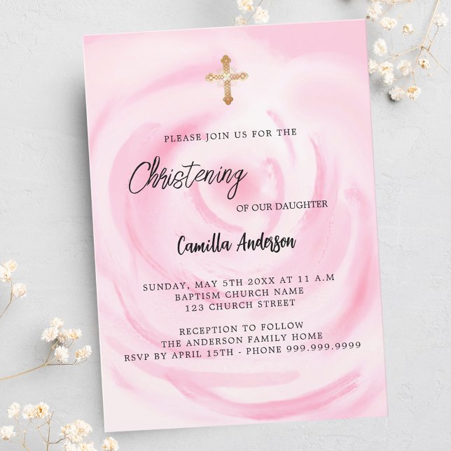 Postal De Invitación Chica floral rosa suave (Subido por el creador)